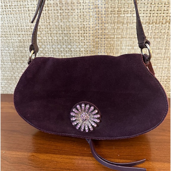 🌟HP🌟VTG 1990s Purple Suede Bling Flap Style Shoulder Bag by New York & Company - Picture 2 of 14
